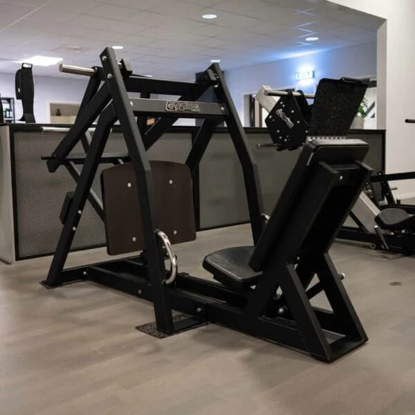 Image of an Leg press black machine to build leg strength